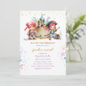 Farbenfrohe Piraten spielerisch Funny Gender Revea Einladung (Stehend Vorderseite)