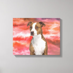 Farbenfrohe Pitbull Hund Portrait Leinwanddruck