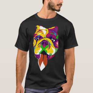 Farbenfrohe Pitbull Hunde Hand Gezeichnet T-Shirt