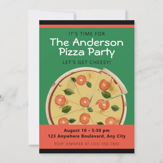 Farbenfrohe Pizza-Party Einladung (Vorderseite)
