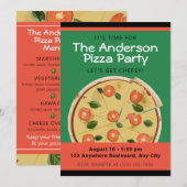 Farbenfrohe Pizza-Party Einladung (Vorne/Hinten)