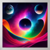 Farbenfrohe Planeten im Weltraum Poster (Vorne)