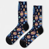 Farbenfrohe Planeten und Sterne im Weltraum Socken (Linkes Detail)