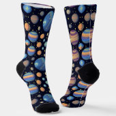 Farbenfrohe Planeten und Sterne im Weltraum Socken (Gewinkelt)