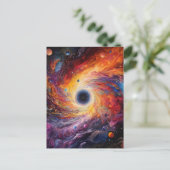 Farbenfrohe Planeten Weltraum Galaxie Hintergrund Postkarte (Stehend Vorderseite)