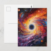 Farbenfrohe Planeten Weltraum Galaxie Hintergrund Postkarte (Vorne/Hinten)