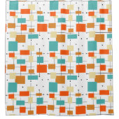 Farbenfrohe Plätze Schlösser Retro Mittelalter Mod Duschvorhang (Vorderseite)