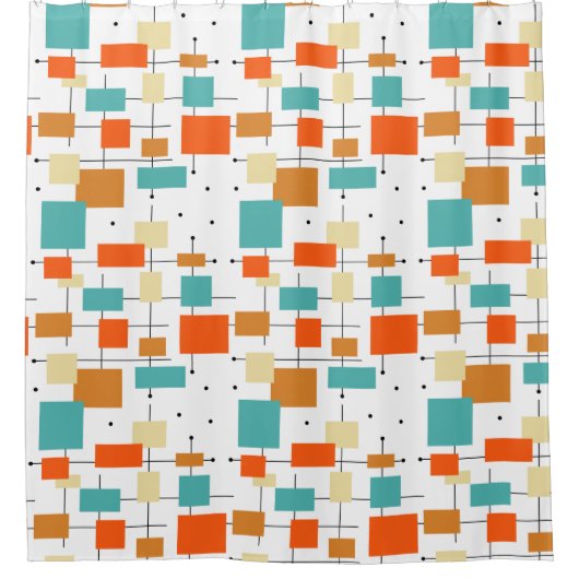 Farbenfrohe Plätze Schlösser Retro Mittelalter Mod Duschvorhang (Vorderseite)