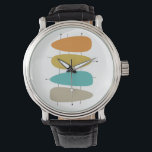 Farbenfrohe Plektrum des Mittelalters Armbanduhr<br><div class="desc">Die inspirierte Uhr aus der Mitte des Jahrhunderts zeigt 4 Plektrum-Formen in schwarzen Linien,  in Türkis,  Orange,  Bräune und Gold. Wenn Sie nach einem Stil suchen,  um Ihr Handgelenk zu beleben - das ist es!</div>