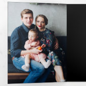 Farbenfrohe Poinsettia & Holly mit Glitzern-Foto Dreifach Gefaltete Karte (Innen Erste Seite)