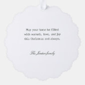 Farbenfrohe Poinsettia, Pine & Berries Foto Ornament Karte (Rückseite)