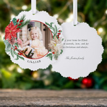 Farbenfrohe Poinsettia, Pine & Berries Foto