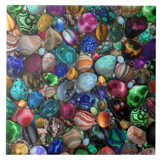 Farbenfrohe polierte Steine Fliese (Vorderseite)