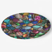 Farbenfrohe polierte Steine Pappteller (Schrägansicht)