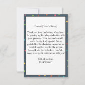 Farbenfrohe Polka Dot Birthday Danke Foto (Rückseite)