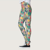 Farbenfrohe Polka Dot Cactus Pattern Leggings (Links)