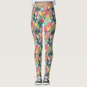 Farbenfrohe Polka Dot Cactus Pattern Leggings (Vorderseite)