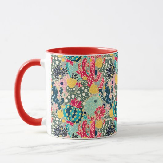 Farbenfrohe Polka Dot Cactus Pattern Tasse (Links)