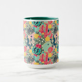 Farbenfrohe Polka Dot Cactus Pattern Tasse (Zentrum)
