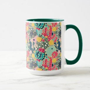 Farbenfrohe Polka Dot Cactus Pattern Tasse