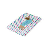 Farbenfrohe Polka Dot Dackel Badematte (Schrägansicht)