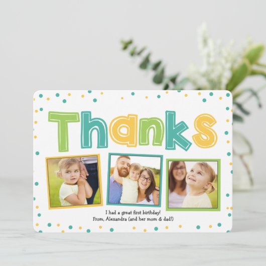 Farbenfrohe Polka Dot Danke | Dankeschön Karte (Stehend Vorderseite)