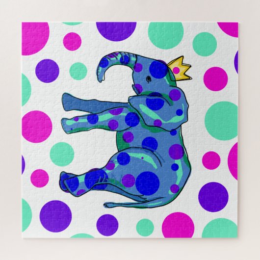 Farbenfrohe Polka Dot Elephant Puzzle (Horizontal)