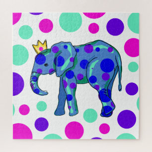 Farbenfrohe Polka Dot Elephant Puzzle