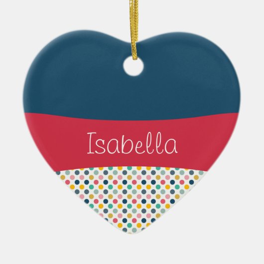 Farbenfrohe Polka Dot individuell anpassbares Must Keramik Ornament (Vorne)