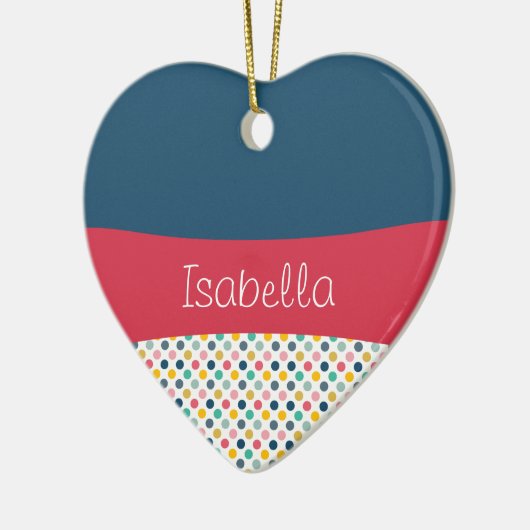 Farbenfrohe Polka Dot individuell anpassbares Must Keramik Ornament (Links)