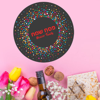 Farbenfrohe Polka dot jüdischen Urlaub Pesach Same Runder Aufkleber