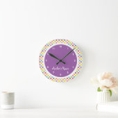 Farbenfrohe Polka Dot Kid's Bedroom Runde Wanduhr (Zuhause)