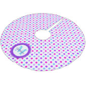 Farbenfrohe Polka Dot Monogram Tree Rock Polyester Weihnachtsbaumdecke (Schrägansicht)