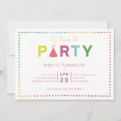 Farbenfrohe Polka Dot Party Hat Party Einladung (Vorderseite)