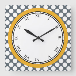 Farbenfrohe Polka Dot römische Ziffern weiß auf je Quadratische Wanduhr