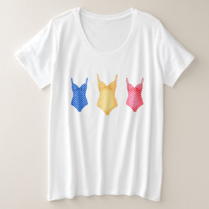 Farbenfrohe Polka Dot Swim Anzugs Große Größe T-Shirt