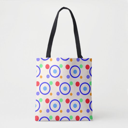 Farbenfrohe Polka Dots auf Elfenbein Tasche (Vorderseite)