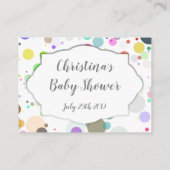 Farbenfrohe Polka Dots Baby "Display Shower" Info Begleitkarte (Rückseite)