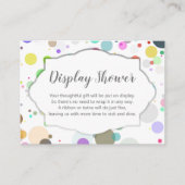Farbenfrohe Polka Dots Baby "Display Shower" Info Begleitkarte (Vorderseite)