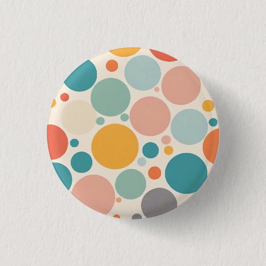 Farbenfrohe Polka Dots Button (Vorderseite)