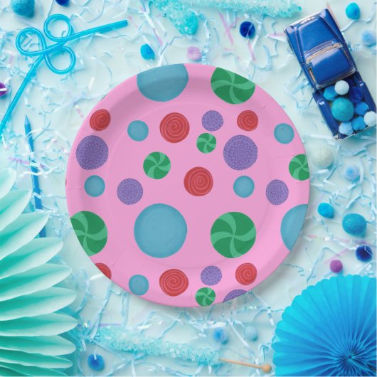 Farbenfrohe Polka Dots Celebration Paper Teller (Party)