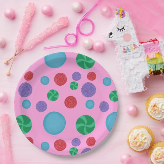 Farbenfrohe Polka Dots Celebration Paper Teller (Party)