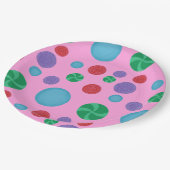 Farbenfrohe Polka Dots Celebration Paper Teller (Schrägansicht)