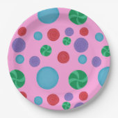 Farbenfrohe Polka Dots Celebration Paper Teller (Vorderseite)