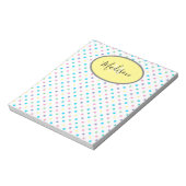 Farbenfrohe Polka Dots Custom Monogram & Name Yell Notizblock (Rotiert)