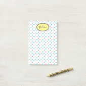 Farbenfrohe Polka Dots Custom Monogram & Name Yell Post-it Klebezettel (Auf Schreibtisch)