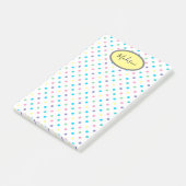Farbenfrohe Polka Dots Custom Monogram & Name Yell Post-it Klebezettel (angewinkelt)