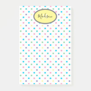 Farbenfrohe Polka Dots Custom Monogram & Name Yell Post-it Klebezettel