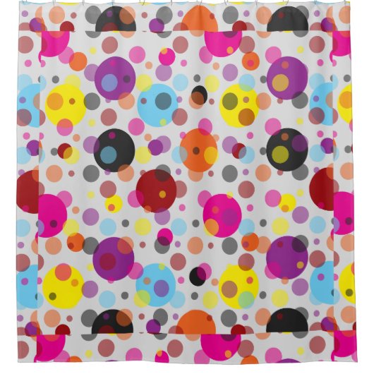 Farbenfrohe Polka Dots Duschvorhang (Vorderseite)