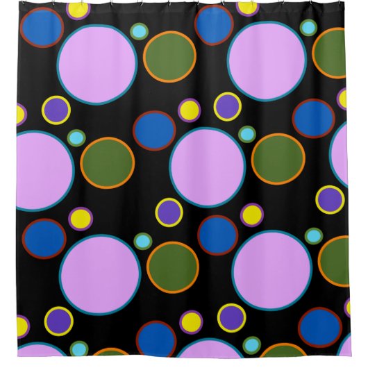 Farbenfrohe Polka Dots Duschvorhang (Vorderseite)